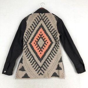 Blu Pepper Women's Size Small Brown Peach Knit Back Button Snap Collared Jacket